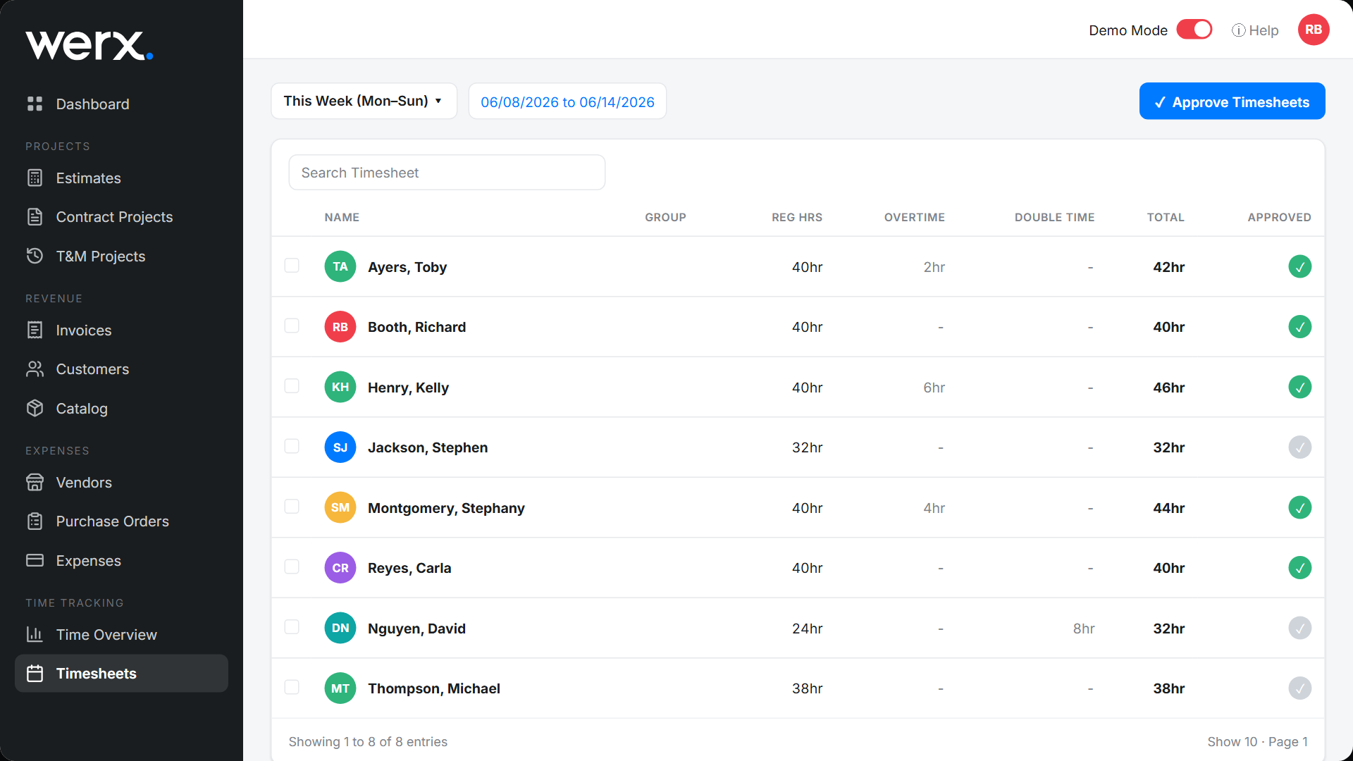 features time tracking office