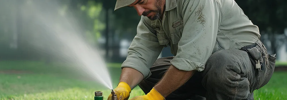 A landscaping crew member digs a trench by hand; every hour on the clock carries wages plus taxes, insurance, and benefits