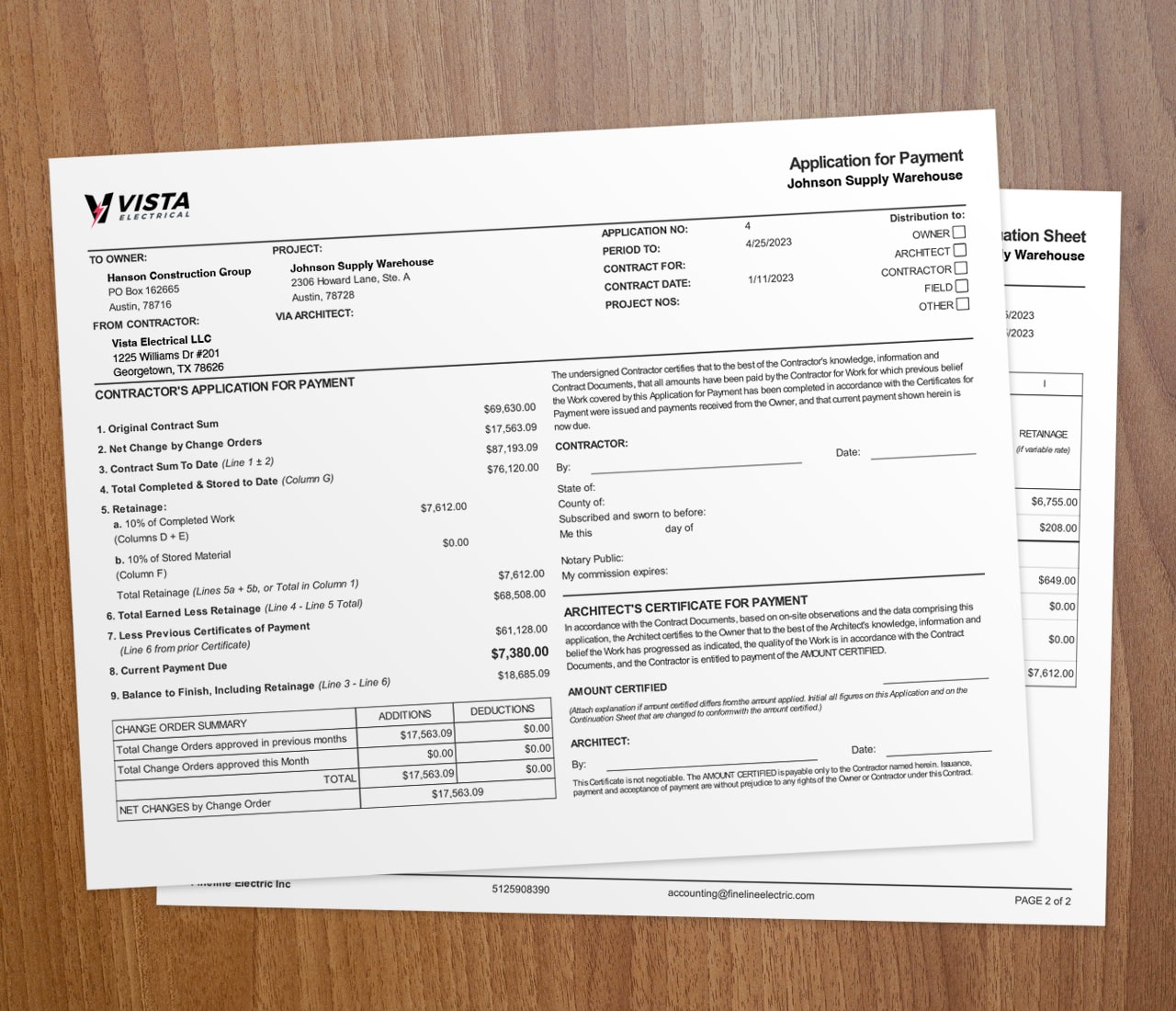  Incorporate the AIA (American Institute of Architects) standardized format when generating your invoices.